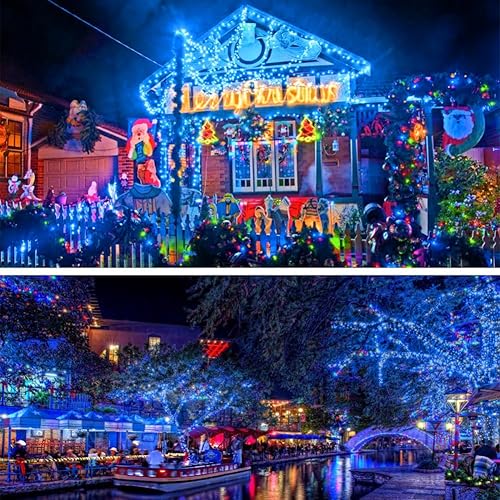 Miniatura 6 de Luces de Navidad para exteriores de 393 pies, 1200 luces LED de Navidad con 8 modos, impermeable, tira de luces LED enchufables, decoraciones de