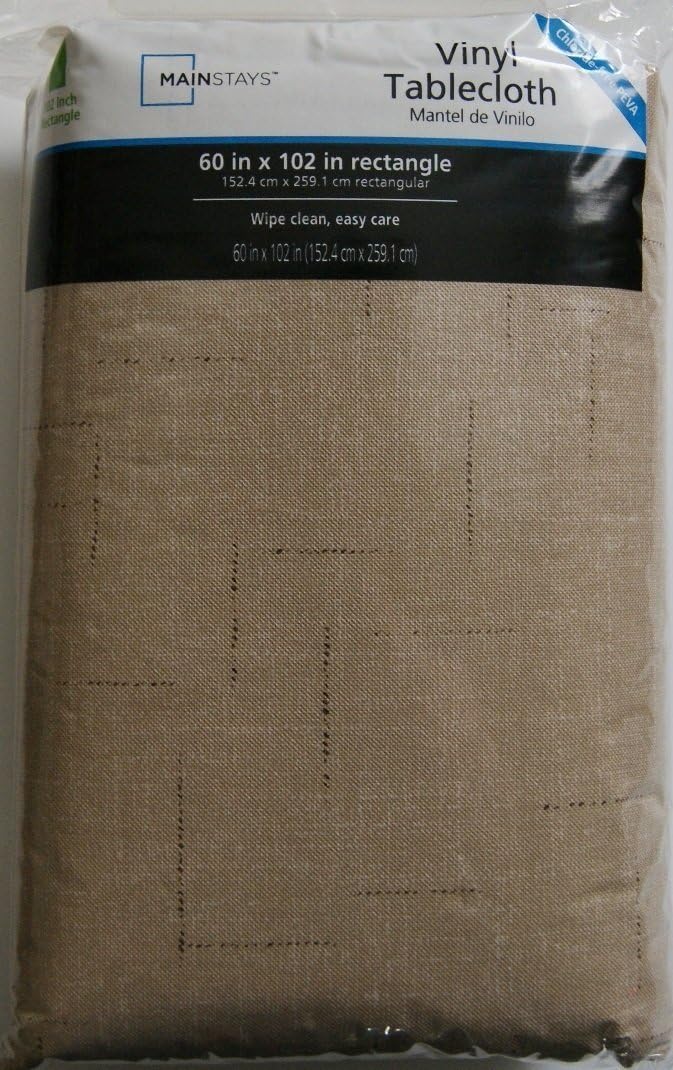 Vinyl Flannel Backed Indoor Outdoor Tablecloth - Brownstone Wexler - Rectangular - 60" x 102" by Mainstays