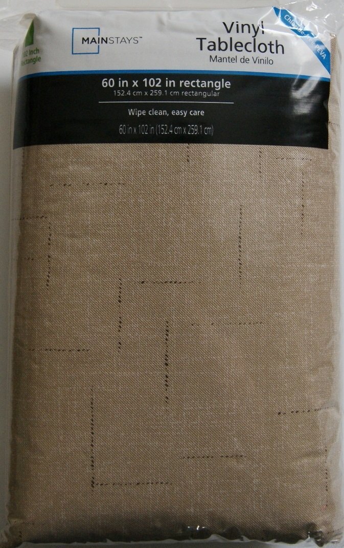 Vinyl Flannel Backed Indoor Outdoor Tablecloth - Brownstone Wexler - Rectangular - 60" x 102" by Mainstays