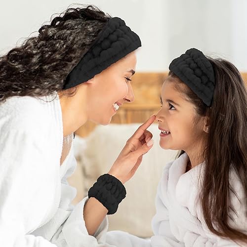 Miniatura 8 de WHAVEL Juego de 9 diademas y muñequeras para lavado facial, diadema de spa de maquillaje y pulsera para el cuidado de la piel, bandas para el brazo