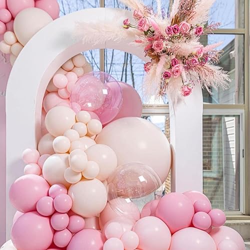 Miniatura 3 de Guirnalda de arco de globos de novia, color rosa pastel, para decoración de fiesta de baby shower, bobo transparente, crema nude, doble relleno,