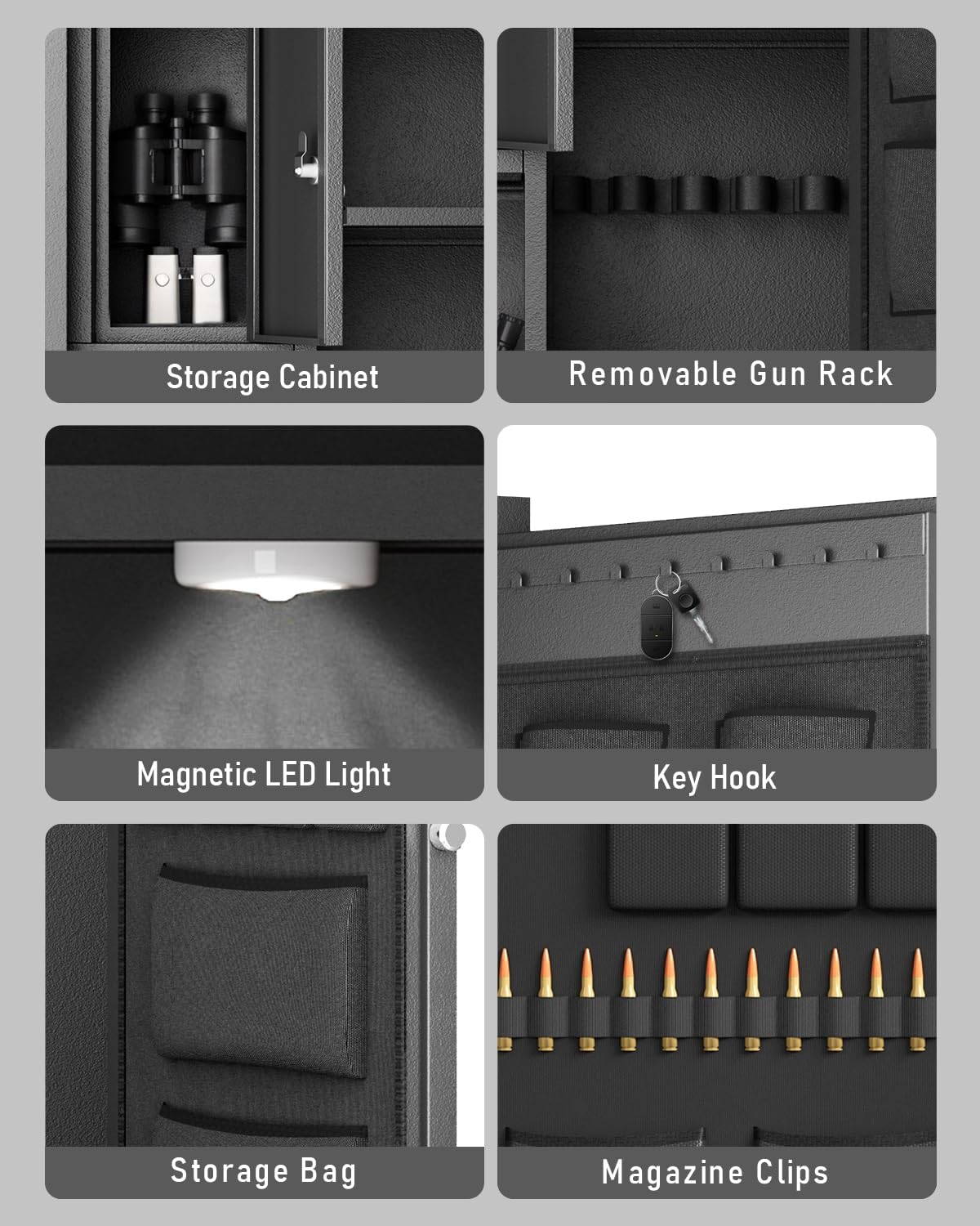 15-18 Large Gun Safe, 54" Biometric Gun Safe for Rifles and Pistols with Inner Cabinet & Removable Shelf, Unassembled Gun Cabinet with Gun Racks, Shotgun Cabinet for Home