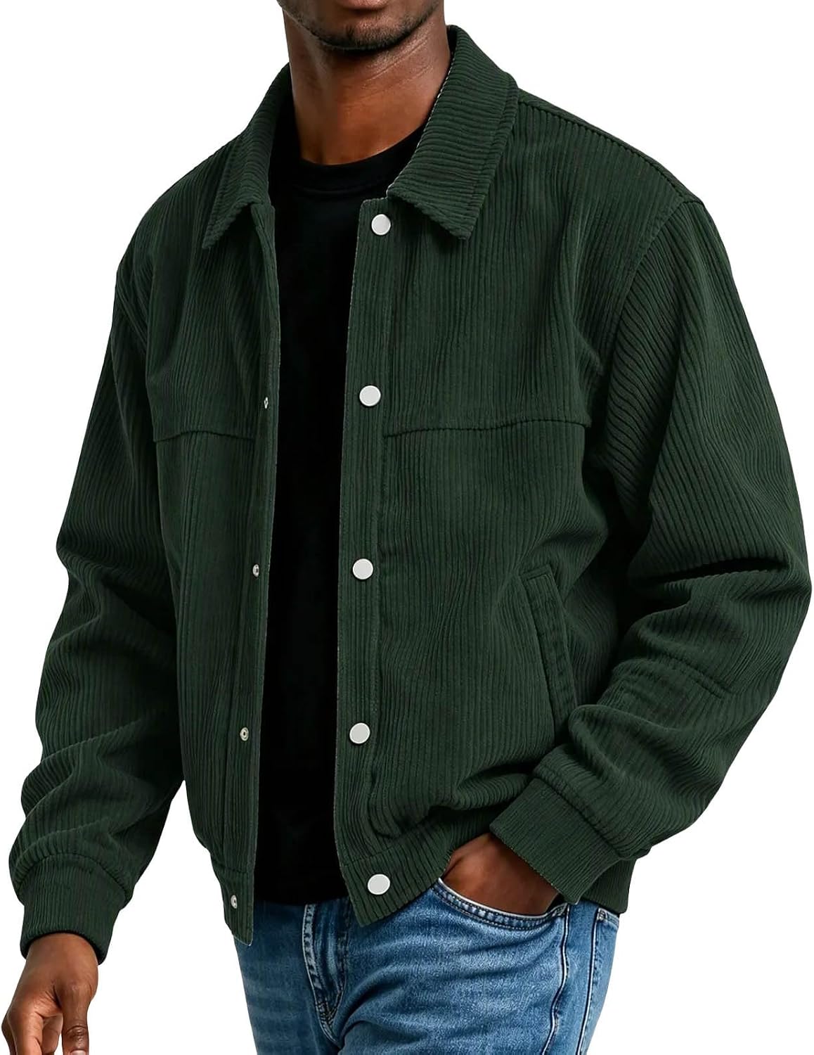 Men's Classic Corduroy Jacket Button Down Collar Coat