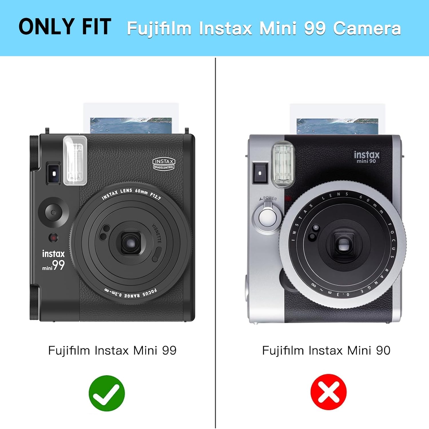 FINTIE Clear Camera Case for Fujifilm Instax Mini 99 Instant Film Camera | Crystal Hard Shell Cover, Adjustable Shoulder Strap, Portable Camera Case, Scratch Resistant, Easy Access, Clear