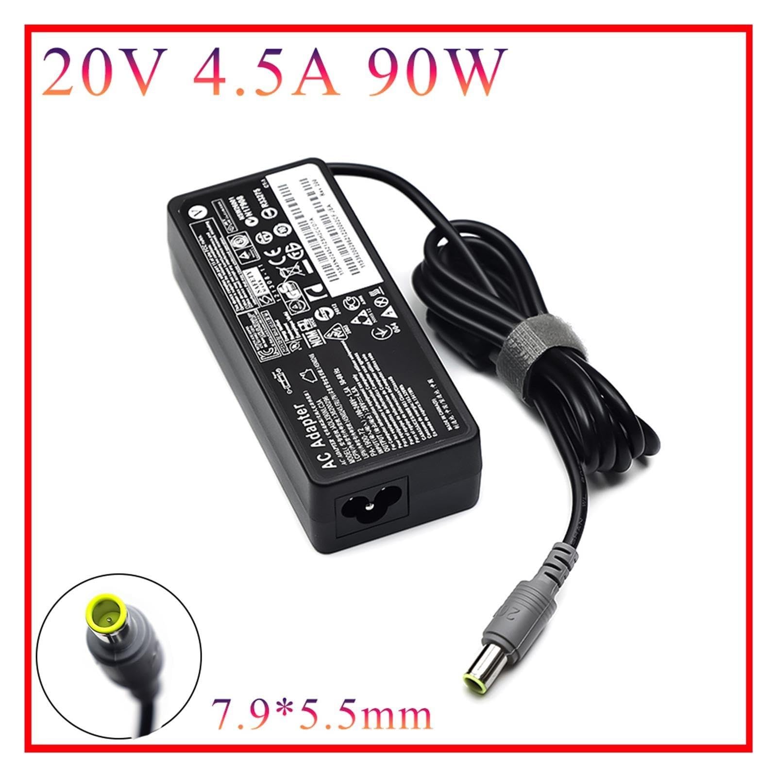 Adaptador Portátil De 20V, 4,5a, 90W, 7,9x5,5mm, 8 Broches AC DC, Compatible con Lenovo,X6 X200 X300 T6 T60 R6 Z6 3000 C100 E125(with US Plug)