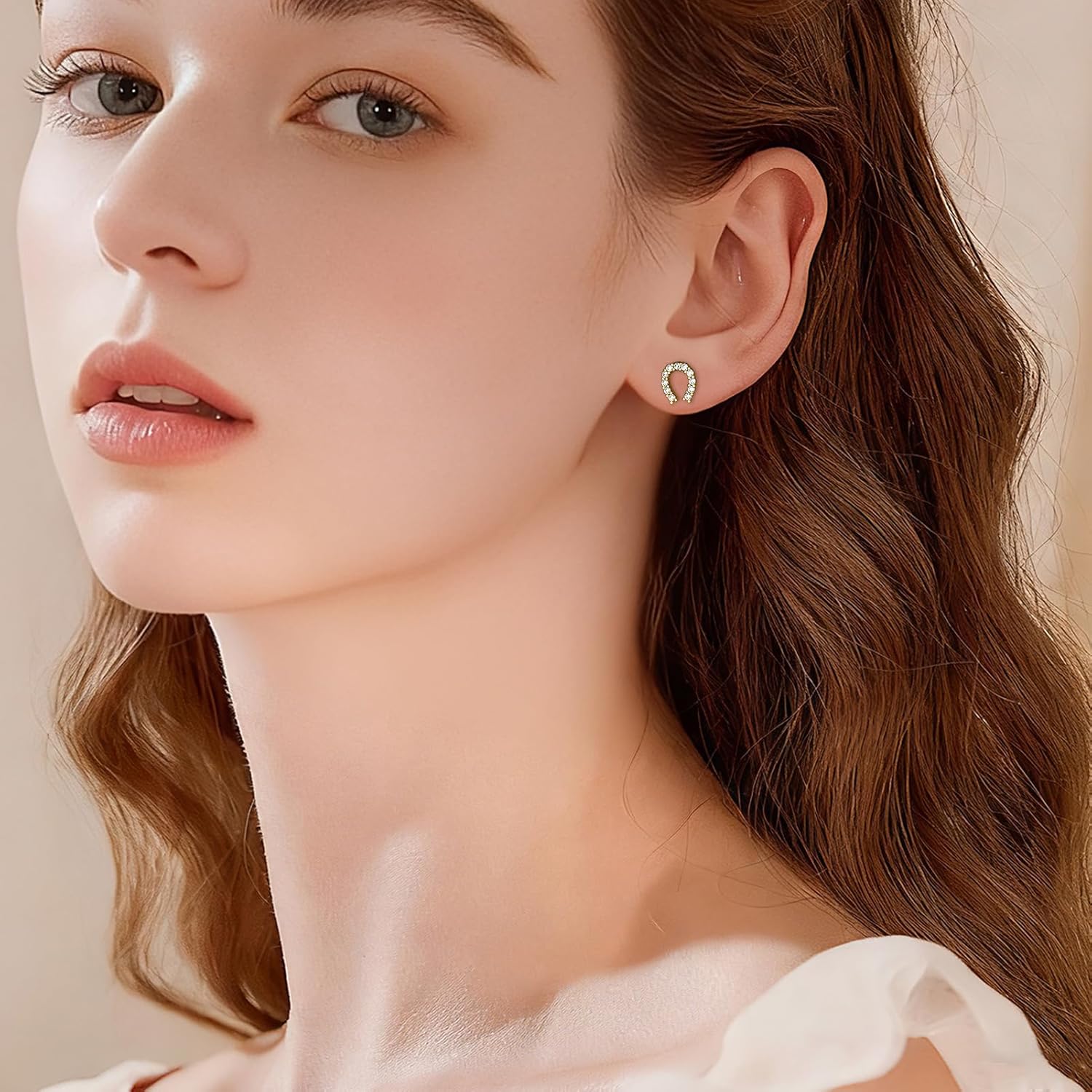 18K Gold Plated Horseshoe Earrings for Women S925 Sterling Silver Hypoallergenic Small CZ Studs, Dainty Horse Shoe Earrings Women with 2.0μm Plating, Lucky Equestrian Jewelry Gifts for Birthday Graduation Sensitive Ears - Image 6