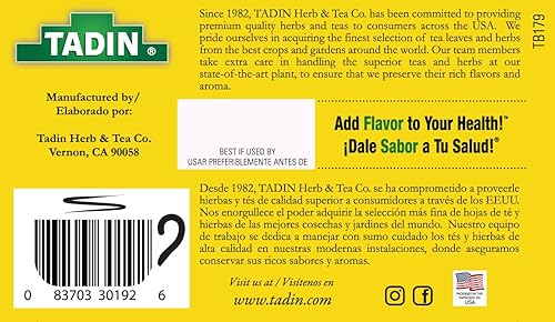 Miniatura 9 de Tadin Lemongrass Té de hierbas, sin cafeína, 24 bolsas de té por caja, paquete de 6 cajas en total