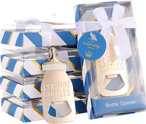 PARTYGOGO - 48 recuerdos de baby shower de príncipe azul rey para niños, abrebotellas de POPPINS', regalo de baby shower para invitados, niños, baby