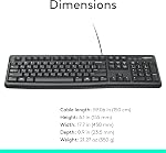Logitech K120 Wired Keyboard for Windows, USB Plug-and-Play, Full-Size, Spill-Resistant, Curved Space Bar, Compatible with PC, Laptop - Black