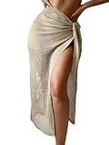 Women's Tie Side Hollow Out Beach Swimsuit Crochet Sarong Wrap Cover Up Skirt