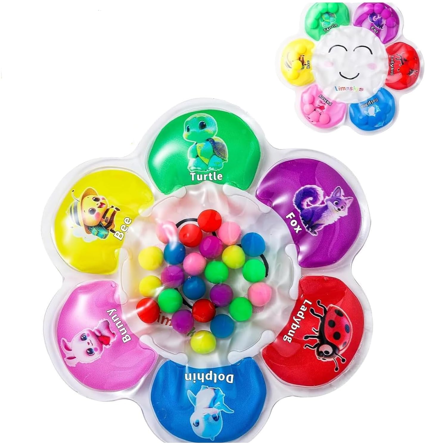 FeiatPogra Colour Sorting Sensory Toy, Flower Shape Bead Sorting Game, Quiet Travel Activity Toy, Fidget Color Matching Travel Toys, Calm Down Toy, Birthday Gifts for Boys & Girls