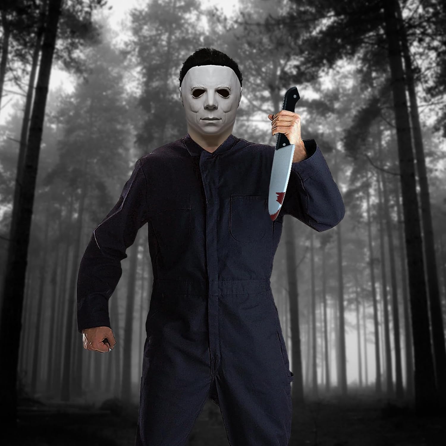 Halloween Horror Mask for Adults Men With Classic Knife Props Halloween Scary Mask for Cosplay