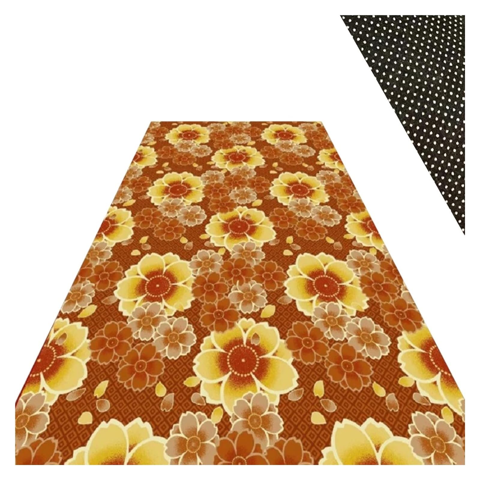 Tapis Orange et Jaune Floral pour Grand Couloir et Entrée Lumineuse