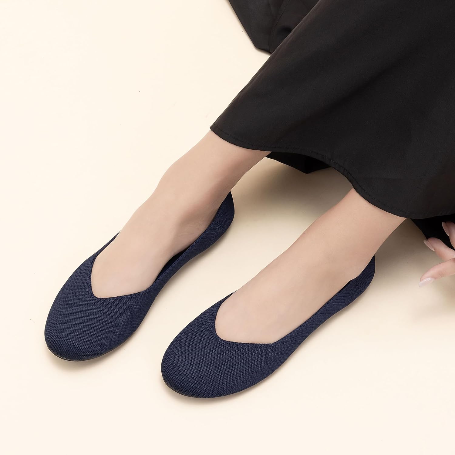 Women's Ballet Flat Dressy Casual Knit Shoes Round Toe Women Mesh Flats - Image 2