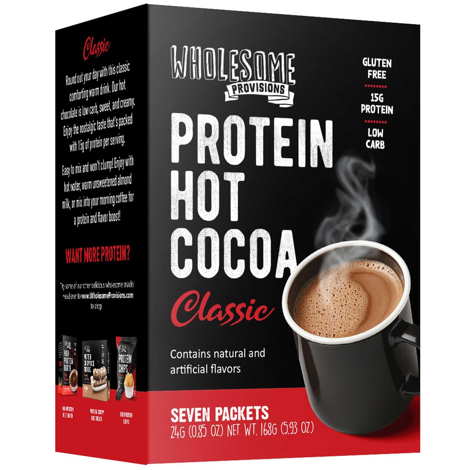 Protein Hot Chocolate, Keto Hot Chocolate Mix, Low Carb Hot Cocoa, 15g Protein, 3g Net Carbs, Low in Sugar, Instant Hot Coco, 7 Individual Macro-Controlled Packages (Classic, 3 Pack)