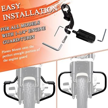 FOVPLUE 1.25 Highway Footpegs,Short Angled Adjustable Highway Pegs w/Mounts for Harley Touring Street Glide Electra Glide Road King Softail CVO Dyna Trike Sportster w/1-1/4 Engine Guard,Black#1
