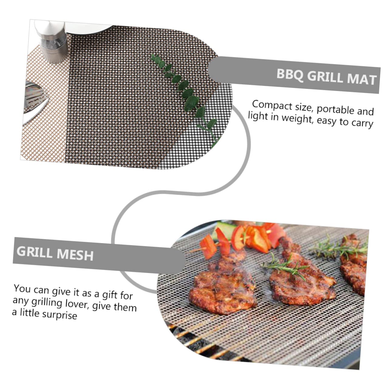 FONDOTIN 2Pcs Portable BBQ Grill Mesh Mat Non Stick Cooking Grill Mat for Grilling Durable and Reusable BBQ Food Mat for Easy Cleaning Grilling