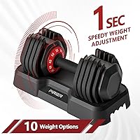 Vista 4 de Mancuerna ajustable de 55 libras, 10 opciones de peso, mango de metal antideslizante, perfecta para ejercicio de gimnasio en casa