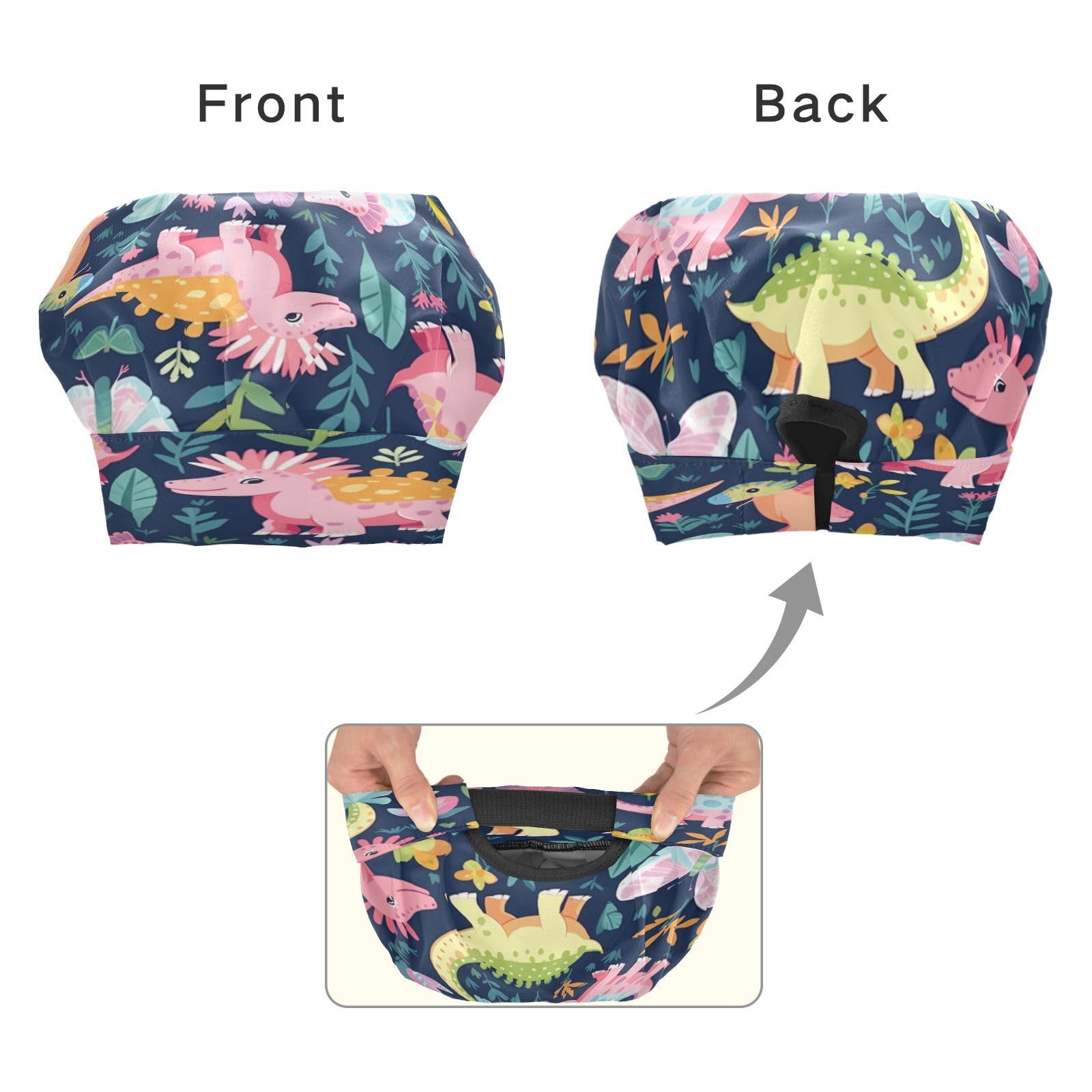 Bulletgxll Cute Dinosaurs Kids Apron and Chef Hat Set Adjustable Bib Aprons with Pockets for Cooking Baking Painting