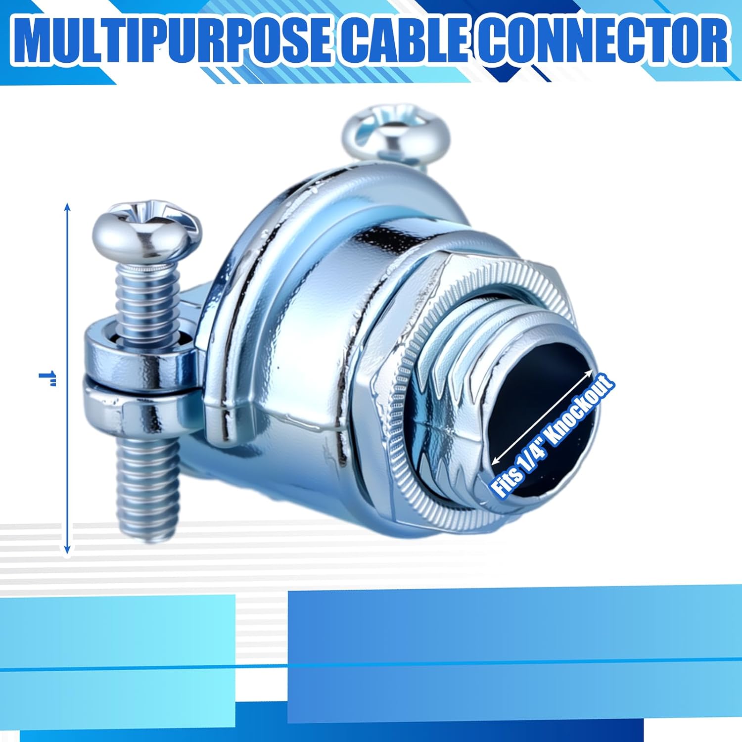 10 Pcs Nm Clamp Type Cable Connectors 1/4 Inch Metal Electrical Box Connectors Wire Clamps for Metallic Conduit Protect Cables Silver, Zinc Alloy