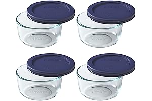 Pyrex 1-Cup Glass Mixing Bowls with Blue Lids (Set of 4)