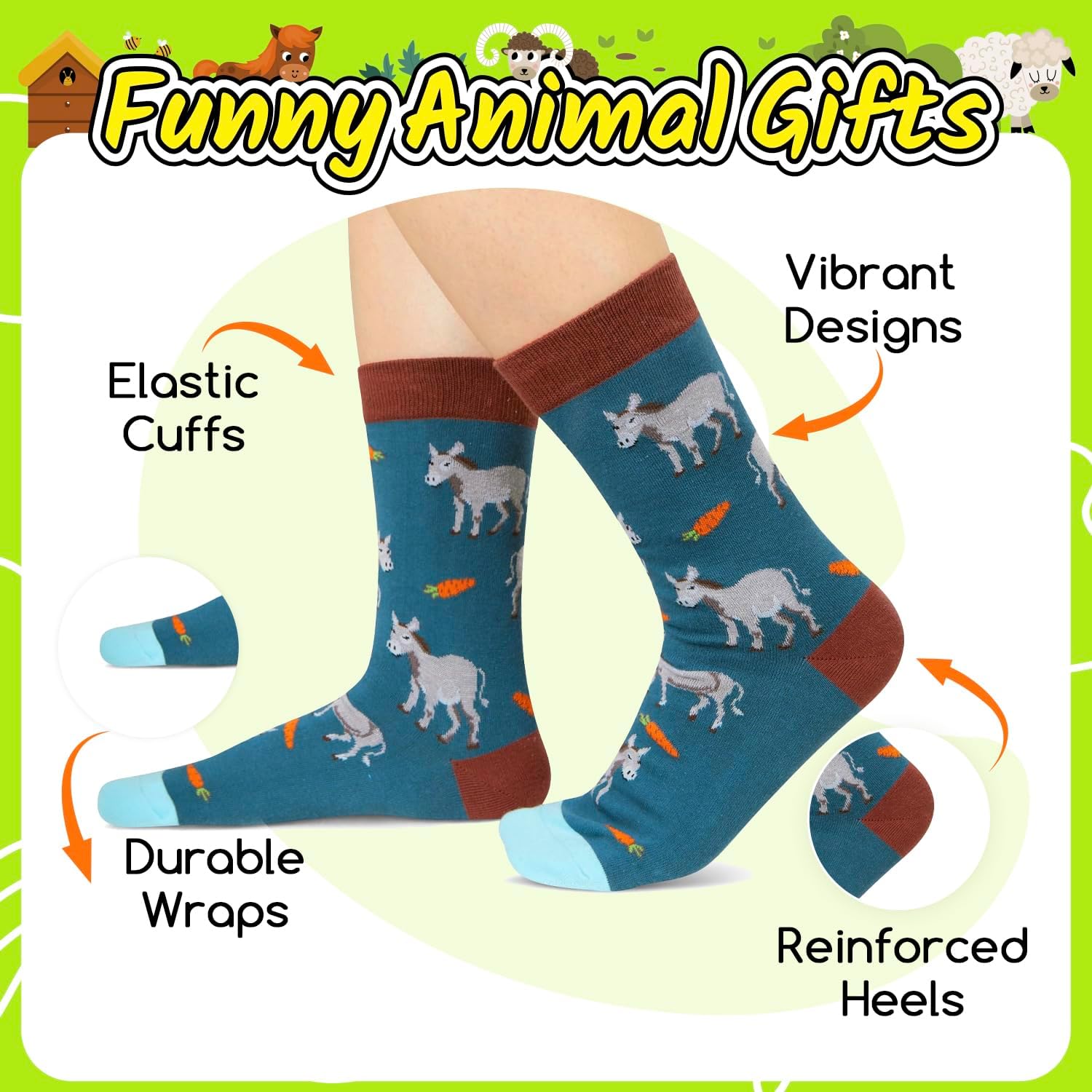 Zmart Funny Crazy Animal Socks - Gift Ideas Unisex Socks for Donkey Squirrel Chicken Lovers - Image 4