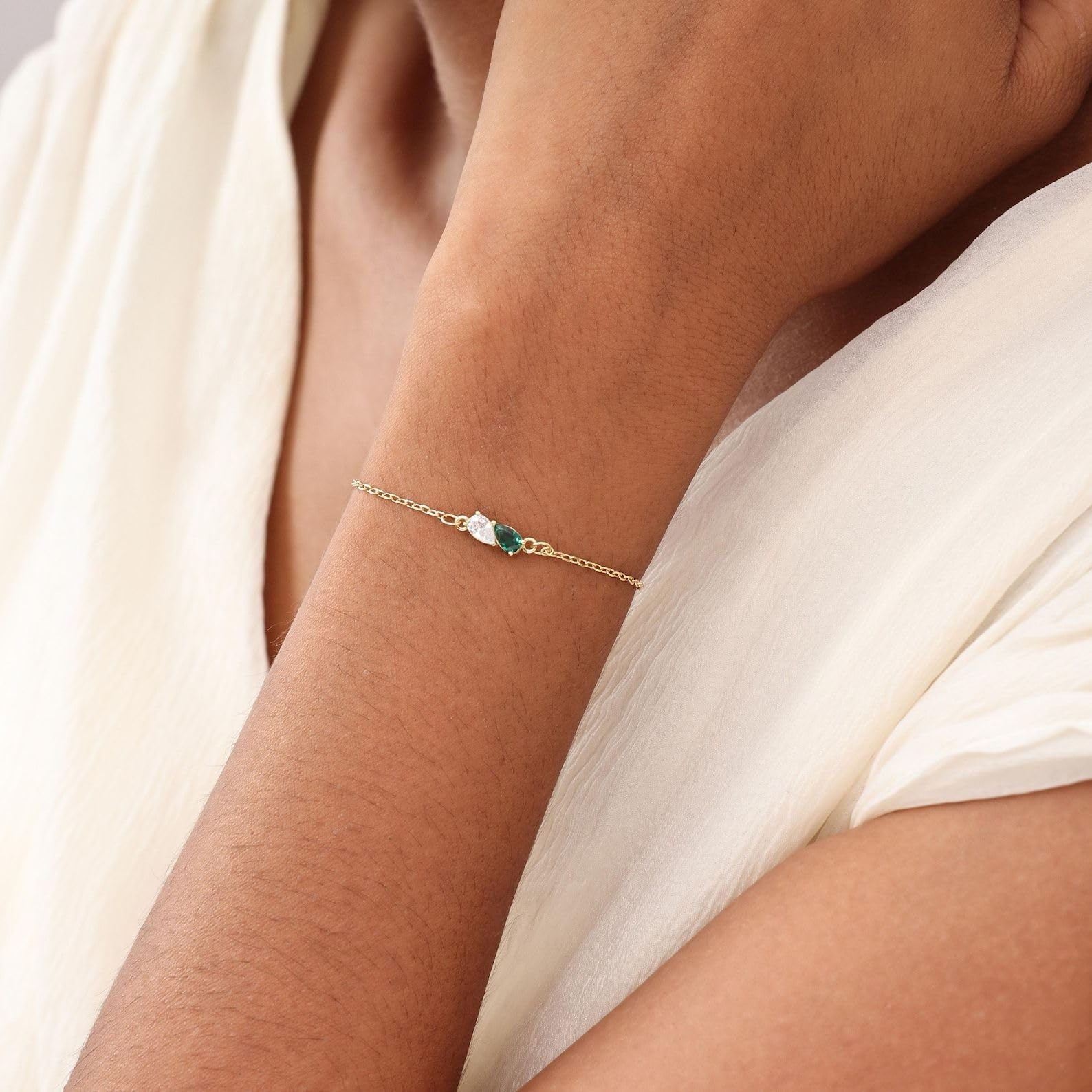 Pulsera de piedras preciosas personalizadas plata de ley 925 amistad almas hermanas Pulsera piedras preciosas personalizados Joyería artesanal Día de la Madre