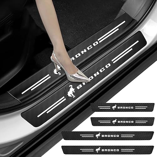 Protector de umbral de puerta de automóvil, 4 almohadillas para puerta de automóvil, decoración de fibra de carbono, protector de entrada de puerta