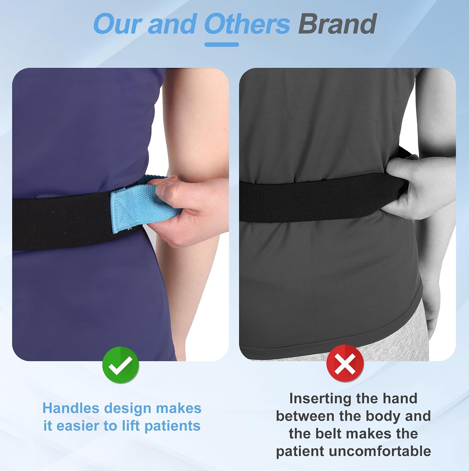 Gait Belt Transfer Belts with 2 Handles Safety Gate Belt with Quick Release Metal Buckle Medical Nursing Safety Patient Assist for Lift Walking and Standing Assist