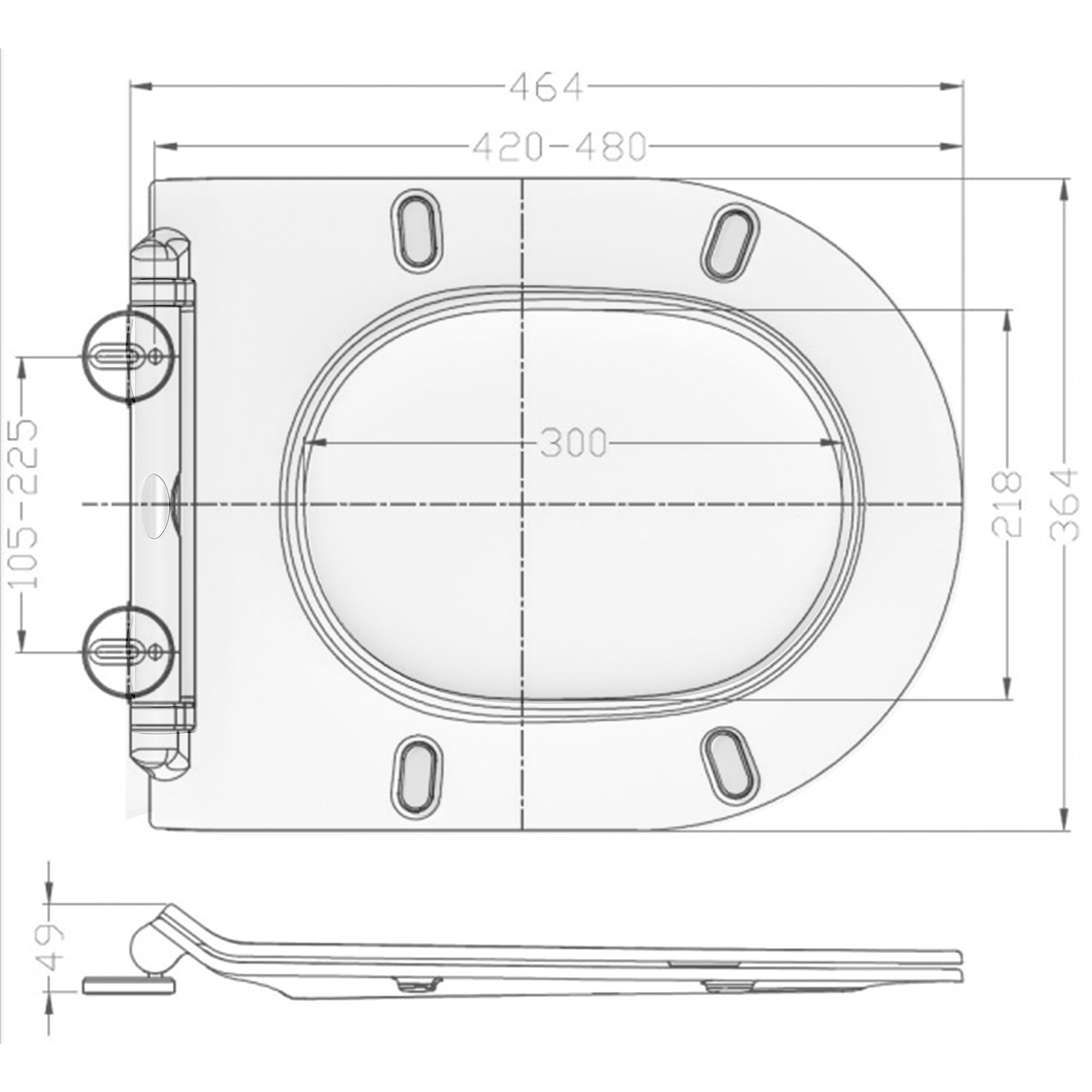 BERNSTEIN Abattant WC Plat Lunette toilettes fermeture amortie, Couvercle ovale dégagement rapide Blanc 46x36x5cm, Résistant chocs & rayures, Universel, Plastique Thermodurci Antibactérie - U2019