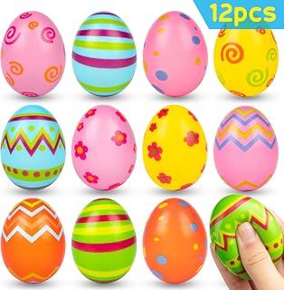 12 PCS Squishies Easter Eggs, Squishy Toys, Easter Basket Stuffers for Toddler, Slow Rising Easter eggs, Easter Egg Hunts