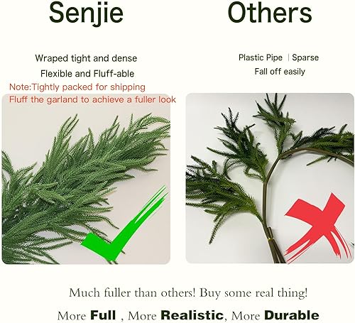 Miniatura 2 de Guirnalda de pino Norfolk de 9 pies, guirnalda de pino artificial de tacto real para decoración navideña interior y exterior