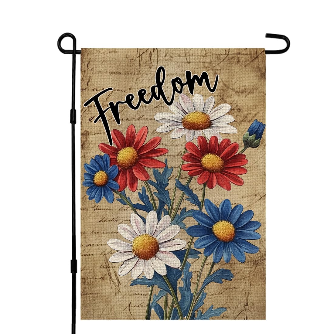 CROWNED BEAUTY 4th of July Floral Garden Flag Freedom Double Sided 12x18 Inches for Outside Small Burlap Patriotic Independence Memorial Day Holiday Yard Decoration CF1780-12