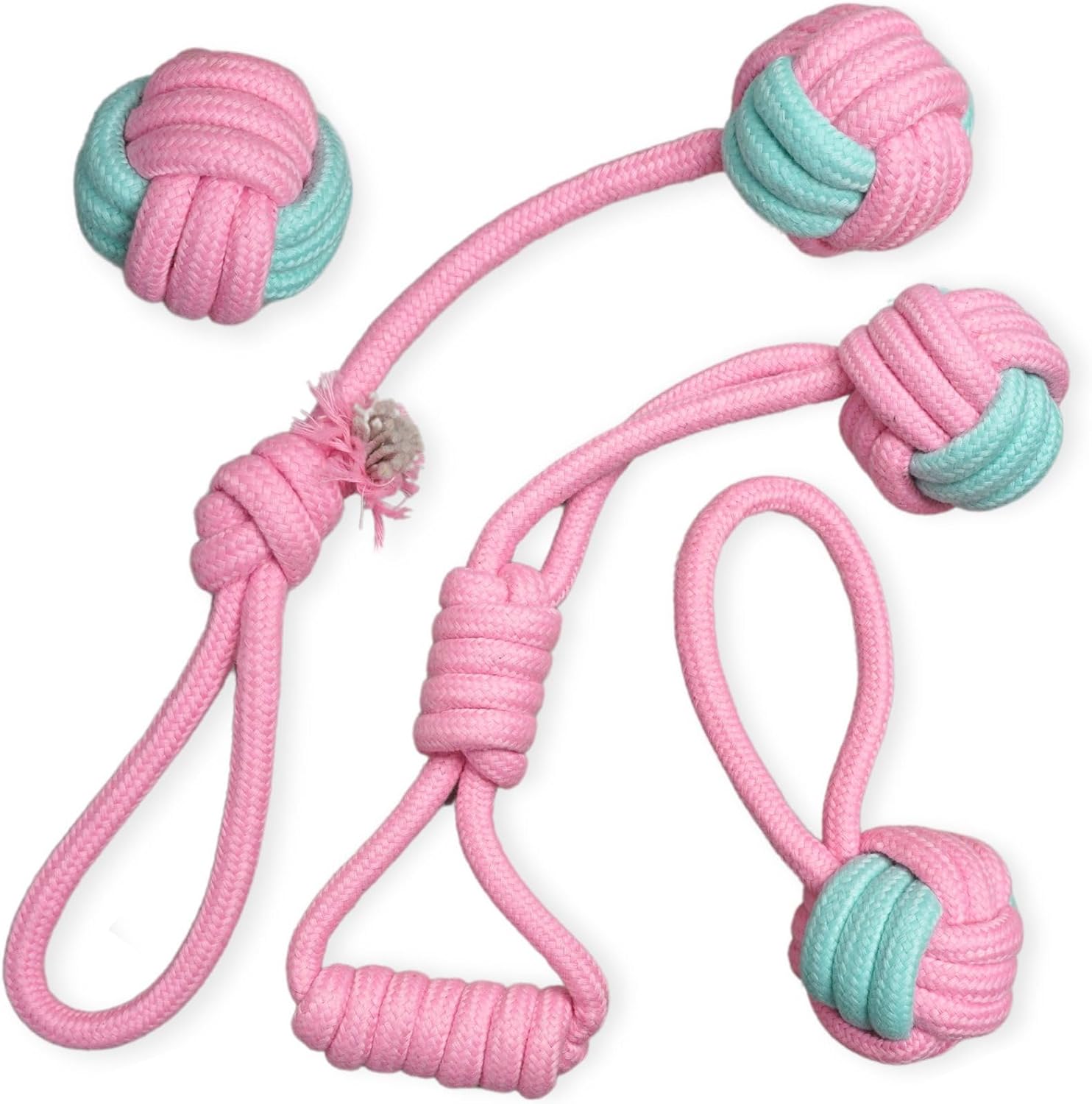 2ME Puppy Rope Toys for Teething and Chewing – Set of 4 Natural Cotton Tug of War Rope for Dogs of All Breeds and Sizes