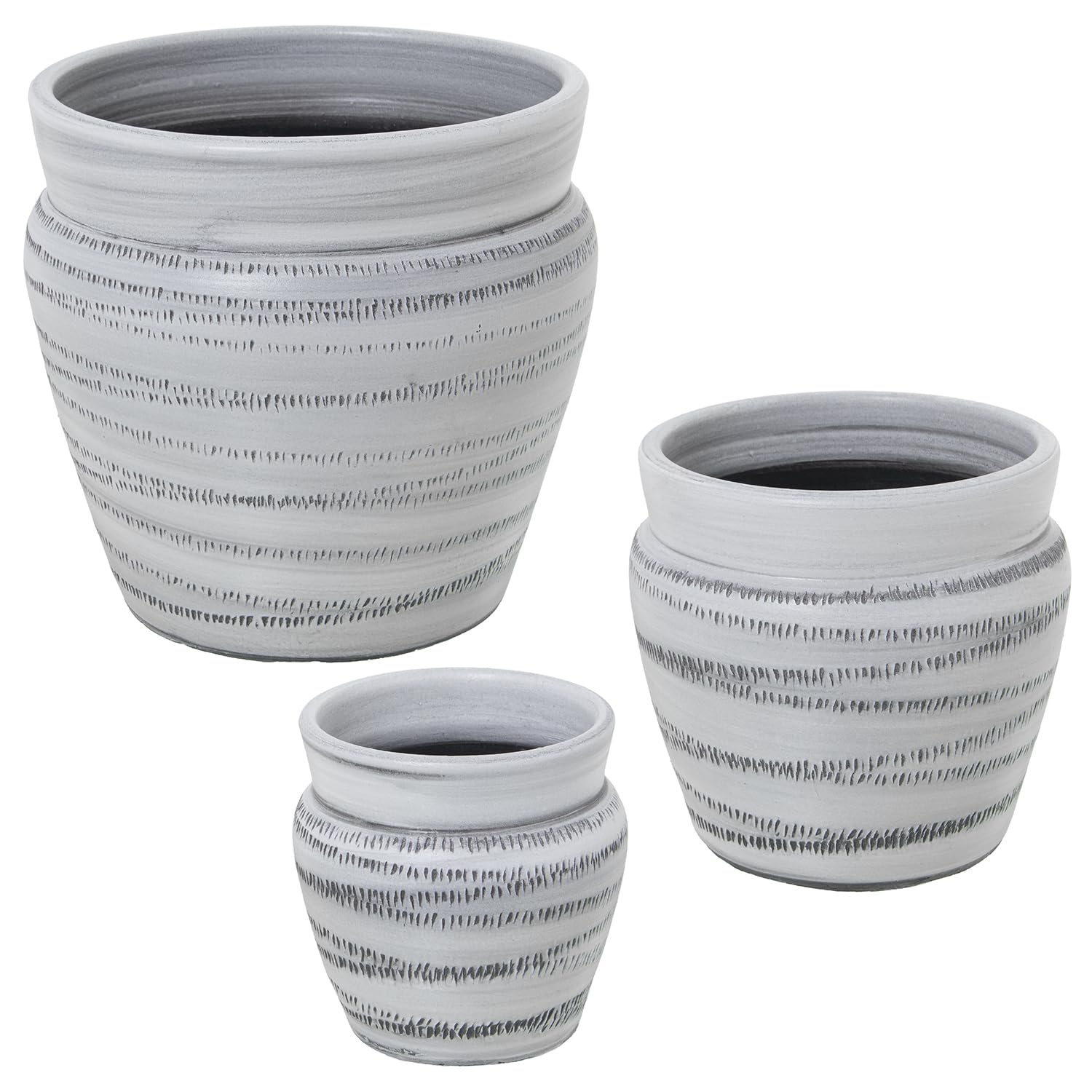 Pots en céramique gris rayé au design haut de gamme et épuré
