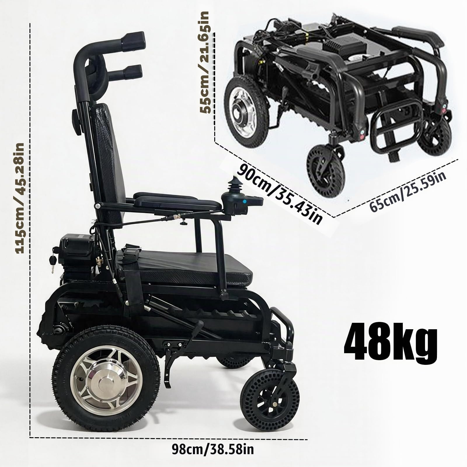 Fauteuil roulant électrique à chenilles télécommandé pour escaliers. Léger, pliable, commutation en un clic. Supporte 180 kg. Pour seniors, voyages et usage quotidien.