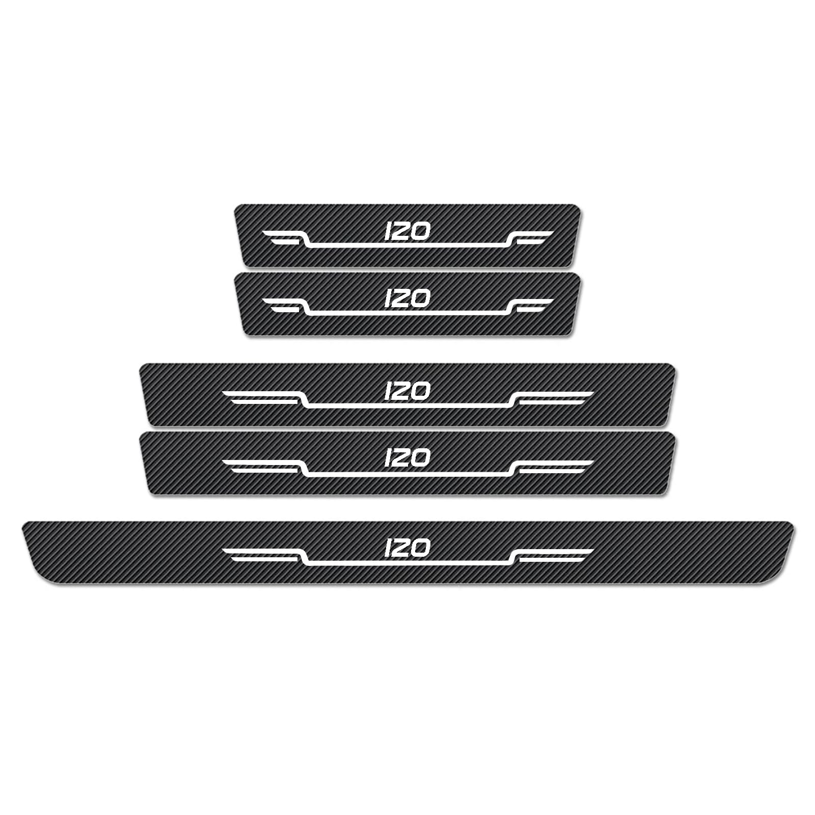 WXH97F Car Door Sill Protector Scuff Plates for Hyundai i20 2000-2016, Carbon Fibre Effect Door Step Guard, Rear Boot Bumper Strip, Self-Adhesive Anti-Scratch Protection Sticker