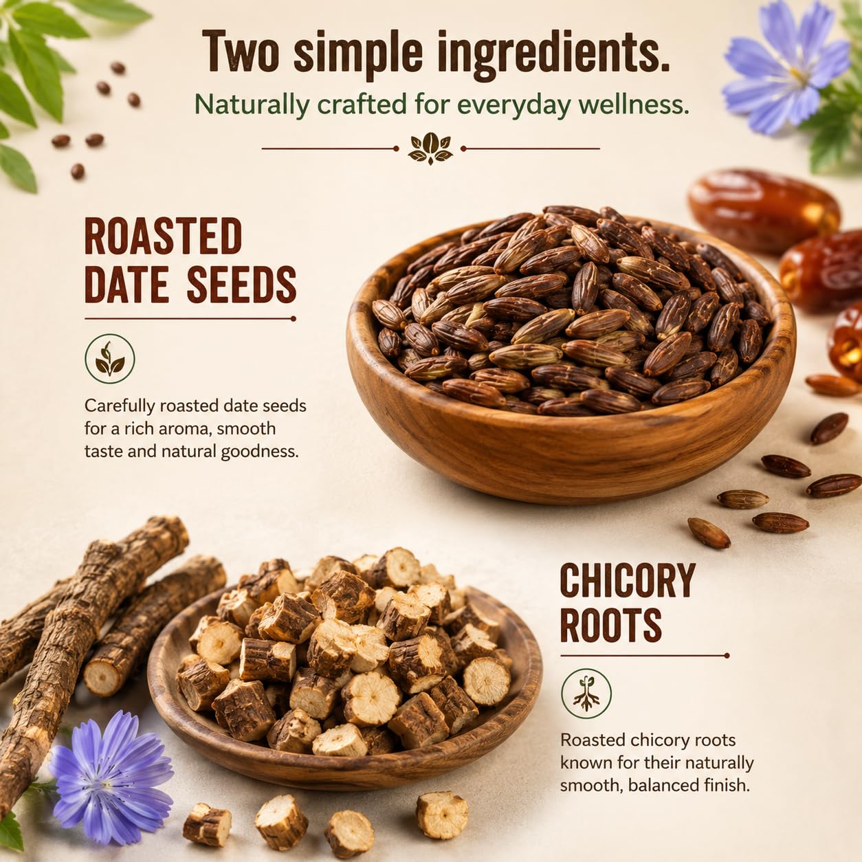Anadi Sutra Dates Seed Instant Coffee Powder 50g | Caffeine-Free Coffee Substitute with Date Seed & Chicory | Rich Roasted Flavor | Healthy Daily Drink | No Additives 1