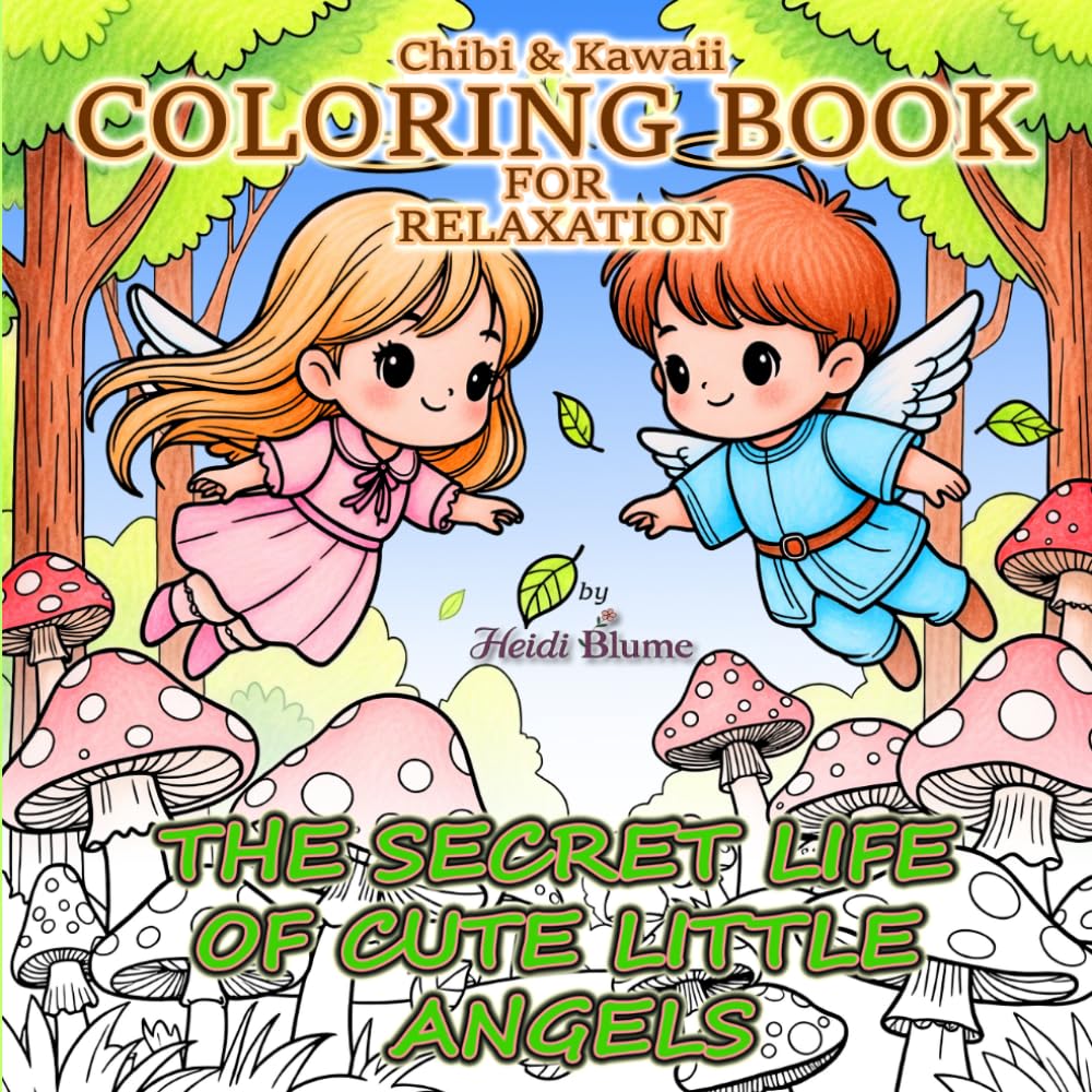The Secret Life of Cute Little Angels: Chibi & Kawaii Coloring Book for Relaxation, Bold and Easy for Kids, Adults and Seniors