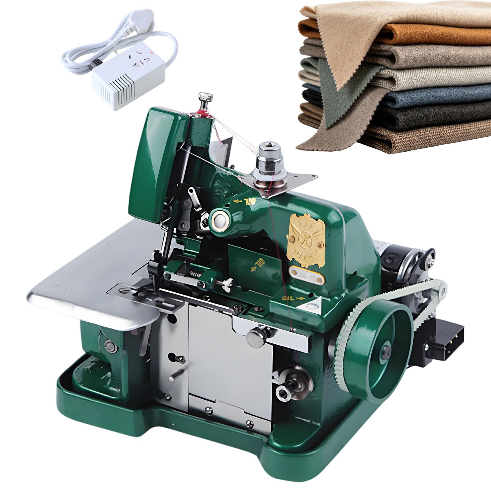 Elektryczna Maszyna Szycia Overlock 250W,3000 ściegów Na Minutę,Metalowa Rama,3 Nitkowy Profesjonalny Overlock Bawełny,Dzianin I Wielu Materiałów Green