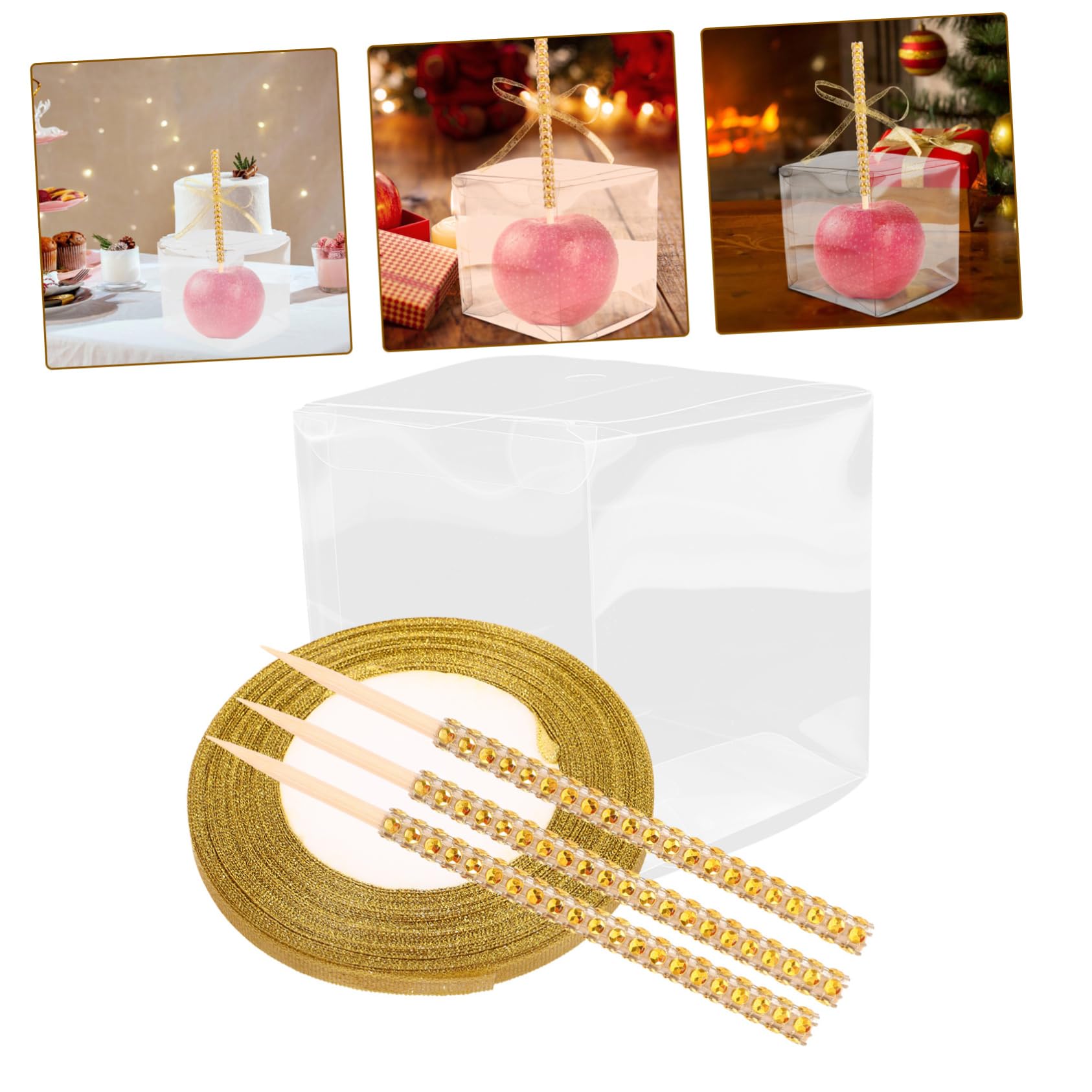 SHERCHPRY Scatola Trasparente per Caramelle Forma di Mela Scatole Riutilizzabili in Plastica Fondo Piatto per Imballaggio e Decorazioni Piccole Scatole di Mele per Regali e Alimenti