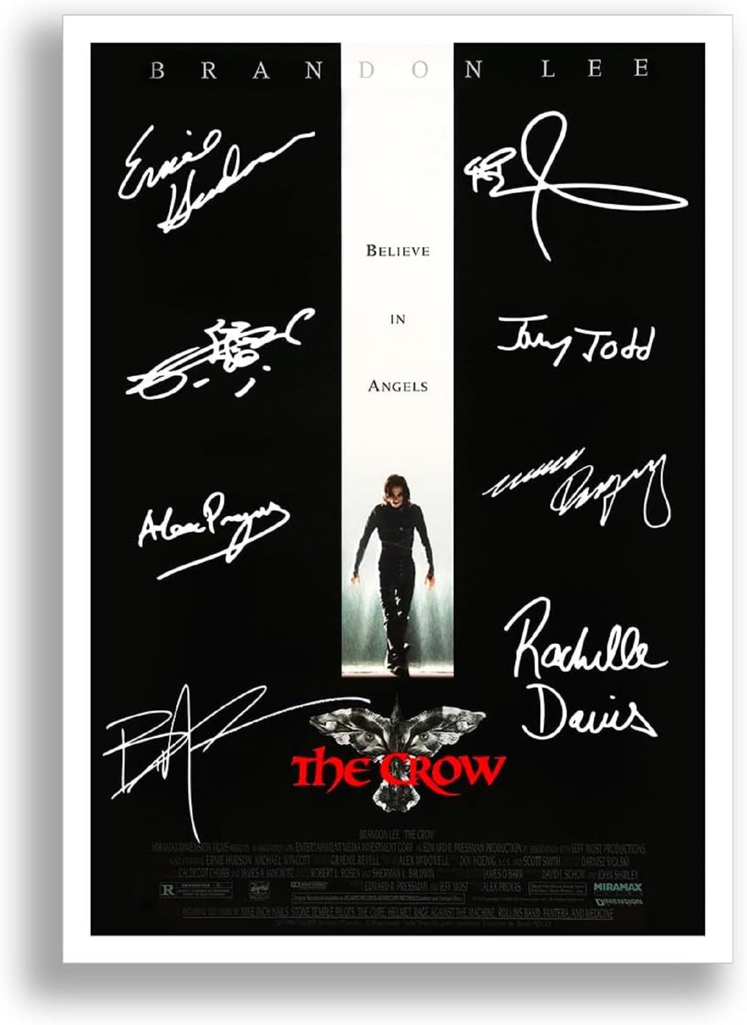 Mounted Gifts Black The Crow Cast Signed A4 Poster Photo Print Framed Autograph Gift Movie Film Brandon Lee (A3 Poster Only)