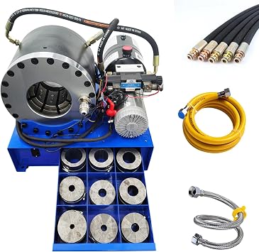 TECHTONGDA 12V Hose Crimper Outdoor Hydraulic Hose Crimping Machine Tube Press Shrinking Machine with 10 Dies for A/C Hose Oil Pipe Water Pipe Cable Joint 16MPA Pressure