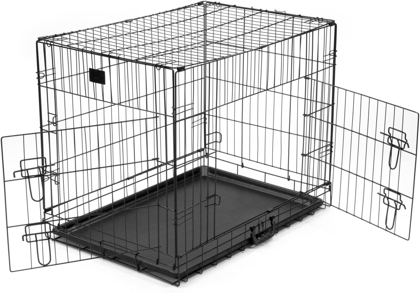 KCTMedium Dog Crate with Removeable Plastic Tray Metal Puppy Pet Cage– Folding Training Pet Pen with 2 Doors