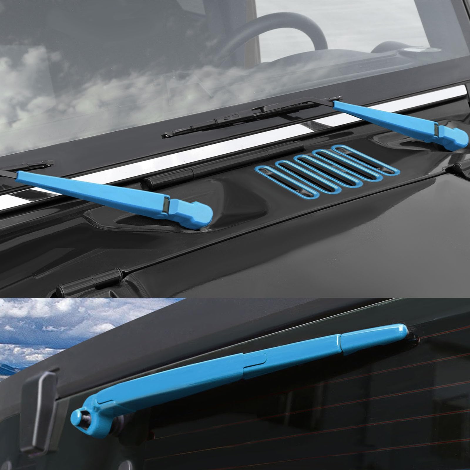 Inserts aération capot Jeep Wrangler JK housses essuie-glace accessoires bleu