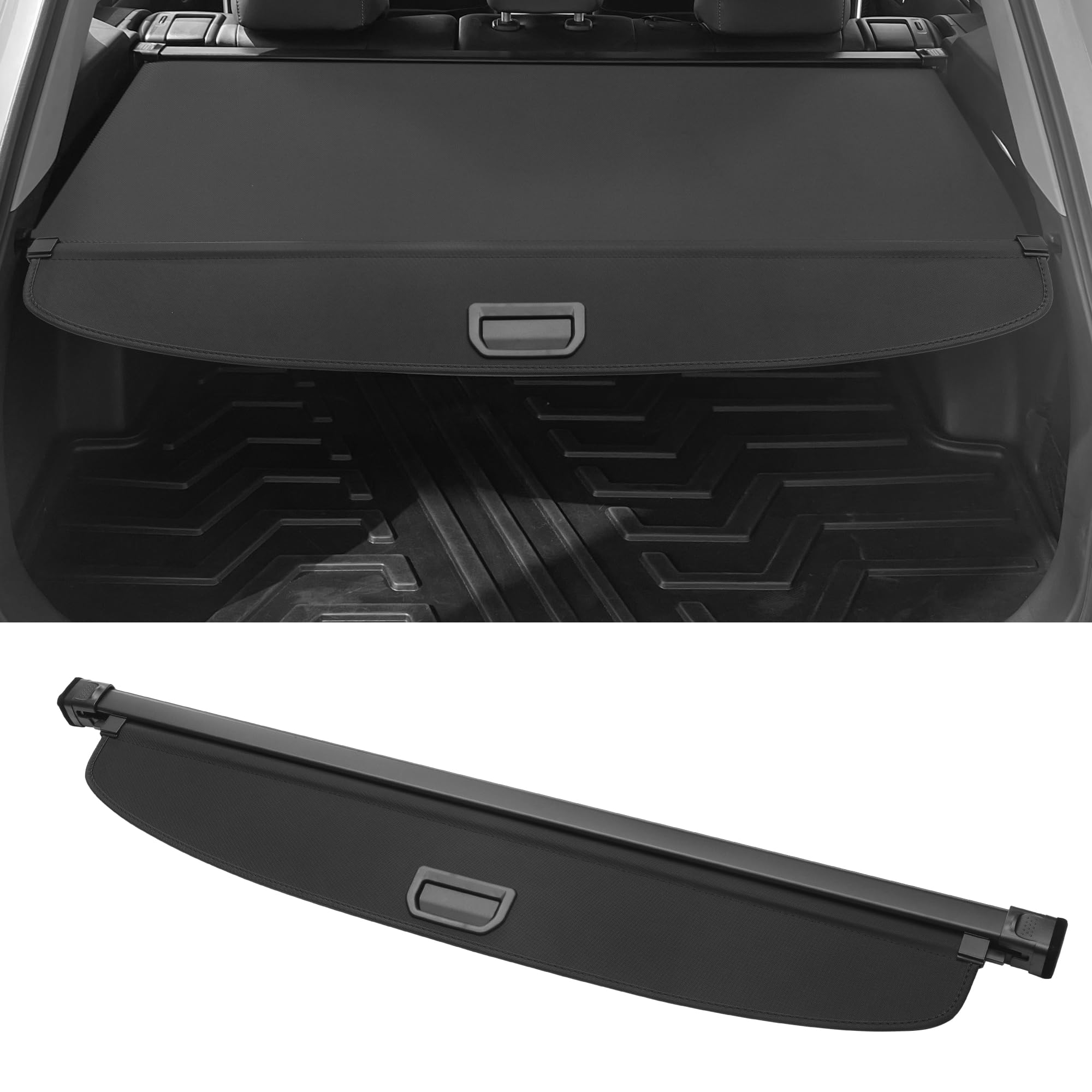 Motoforti Cache De Coffre Rétractable Pour Toyota RAV4 19-24 1pc | Noir, Alliage D'Aluminium, Toile, Cache Tonneau Anti-Regard, Pare-Soleil, Sécurité, Installation Facile