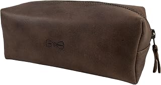 Toiletry Bag for Groomsmen, Best Men, Bachelors, Wedding Ceremonies, Shaving Kit Storage, Bathroom Bag, Full Grain Leather, Handmade, Bourbon Brown