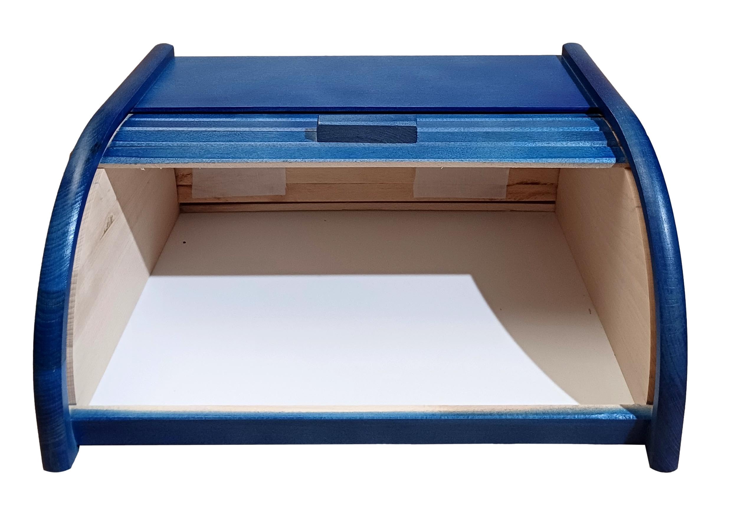 Boîte à pain en bois - Avec couvercle coulissant, Bois dense, bleu, Taille L