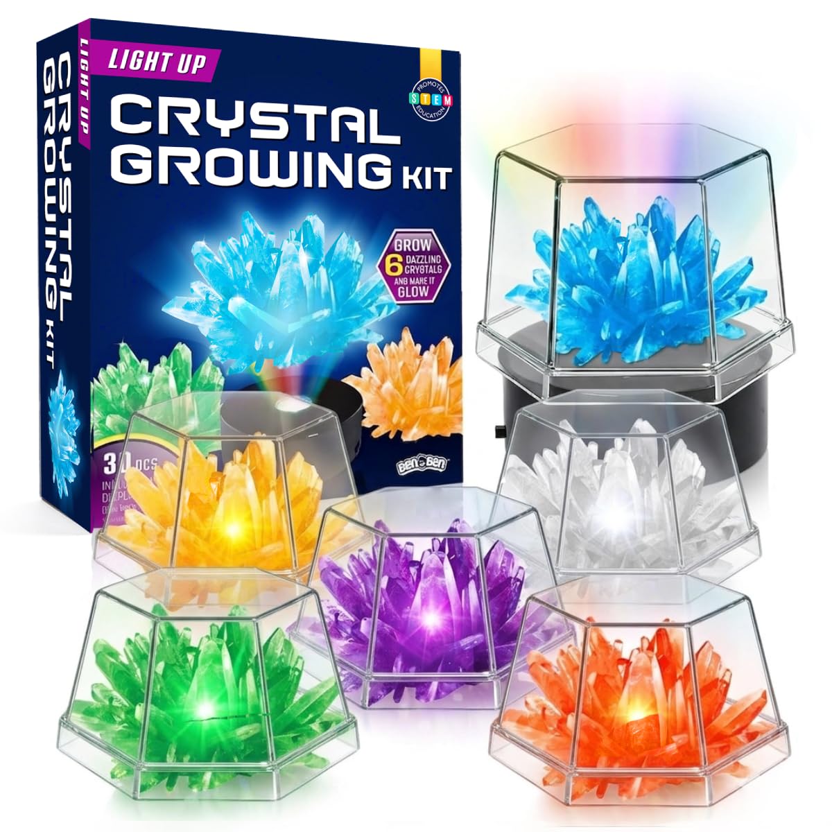 Amazon.com: BenBen Light Up Crystal Growing Kit for Kids - Grow 6
