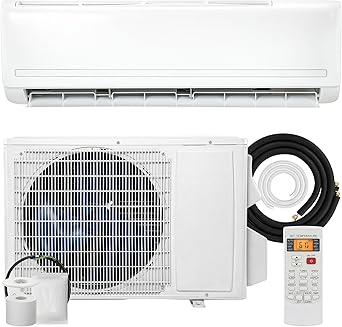 HOMCOM 18000 BTU Mini Split Air Conditioner and Heat Pump, 19 SEER2 230V Energy Efficient Ductless Inverter AC Unit Cools up to 1250 Sq.Ft, Complete Installation Kit